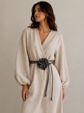Boutique Oversized Faux Leather Flower Wrap Belt | Boho